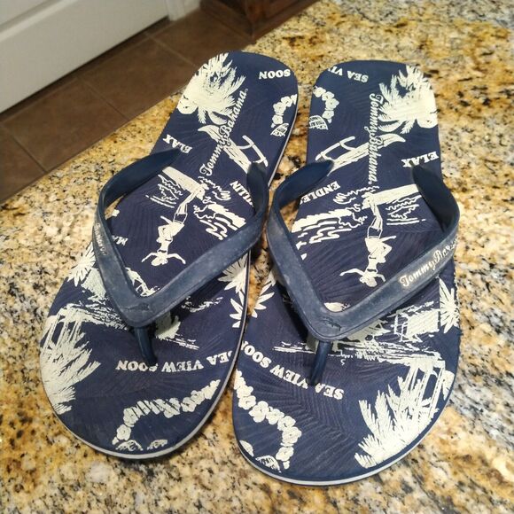 Tommy Bahama Blue Zumi Surf Print Summer Flip Flop Sandal Men's Size 11 - Picture 1 of 6